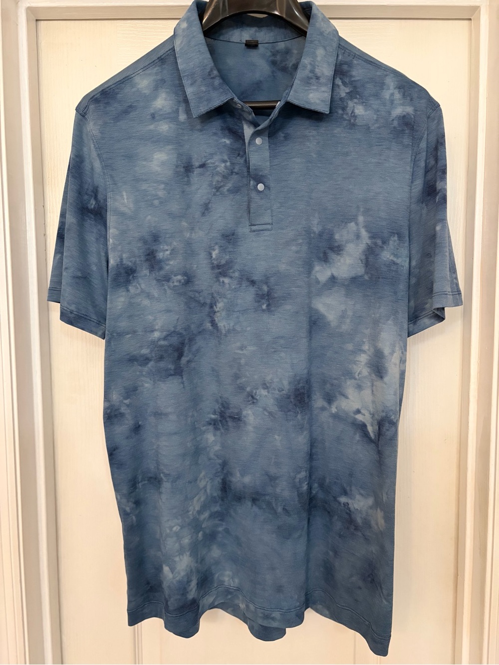 Lululemon Shirt Mens Large Blue Snap Golf Polo Performance Stretch Lightweight